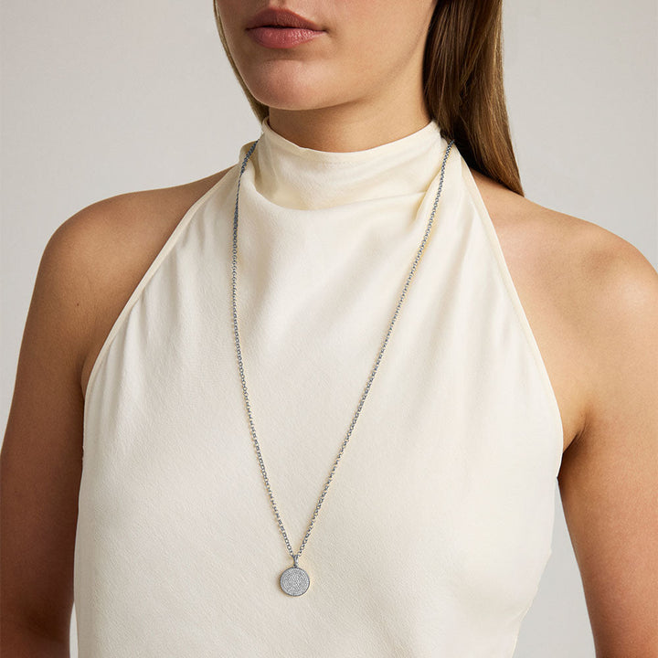 Mirabeaux Pave Long Pendant Necklace