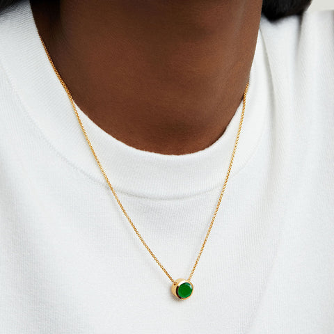 Signature Midi Knockout Pendant - Gold / Green Onyx