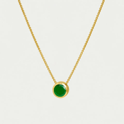 Signature Midi Knockout Pendant - Gold / Green Onyx