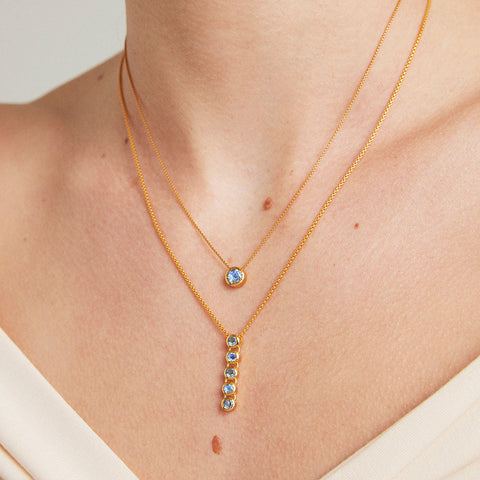 Cascade Gemstone Drop Necklace - Gold