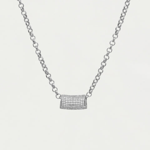 Signature Pavé Tube Necklace / Silver