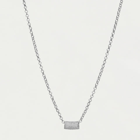 Signature Pavé Tube Necklace / Silver