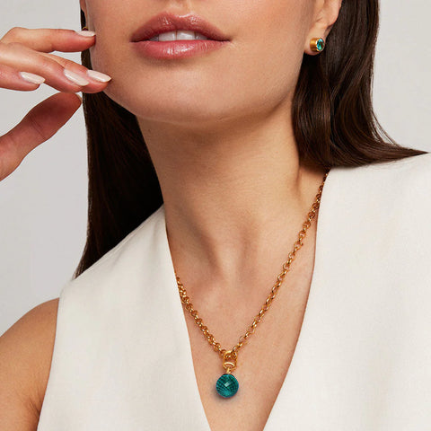 Manhattan Gemstone Pendant Necklace - Paraiba Blue