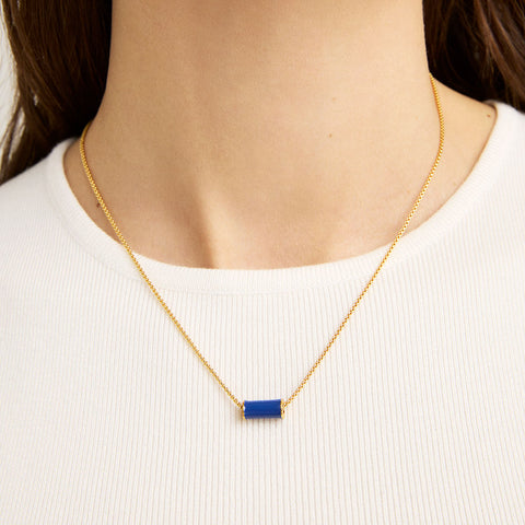 Mini Tube Necklace - Gold / Classic Blue