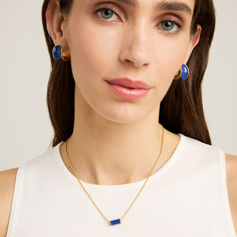 Mini Tube Necklace - Gold / Classic Blue