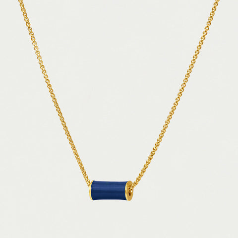 Mini Tube Necklace - Gold / Classic Blue