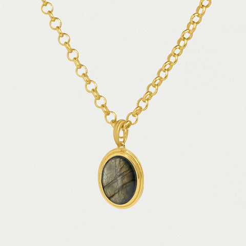 Forme Gemstone Statement Necklace - Gold / Labradorite