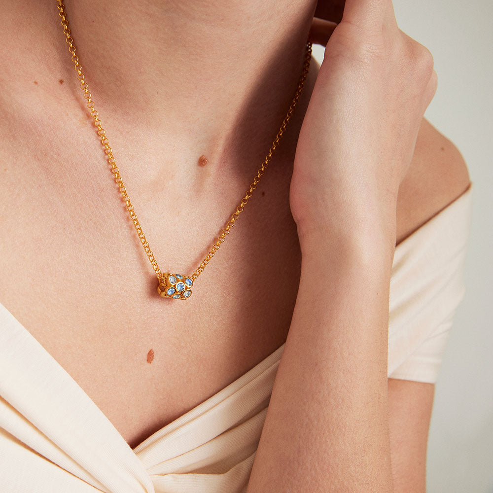 Eternity Mini Tube Necklace - Gold / Rainbow Moonstone