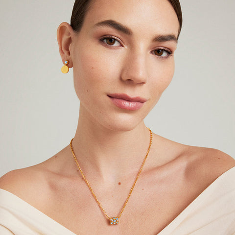 Eternity Mini Tube Necklace - Gold / Rainbow Moonstone