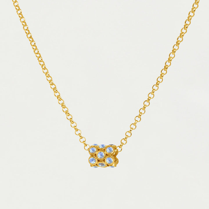 Eternity Mini Tube Necklace - Gold / Rainbow Moonstone