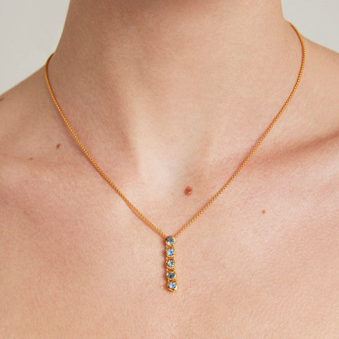 Cascade Gemstone Drop Necklace - Gold