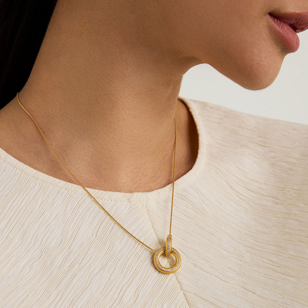 Colette Pavé Hoop Pendant - Gold