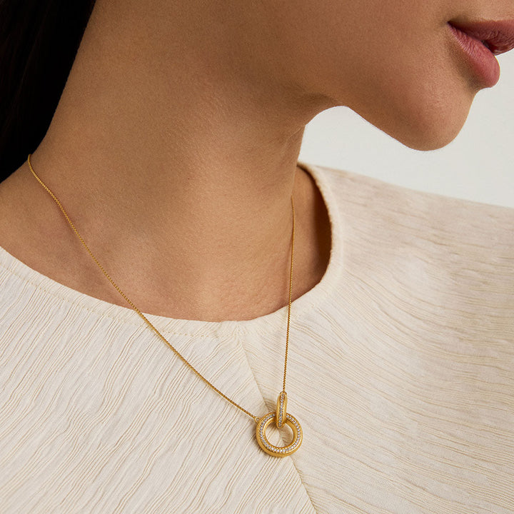 Colette Pavé Hoop Pendant - Gold