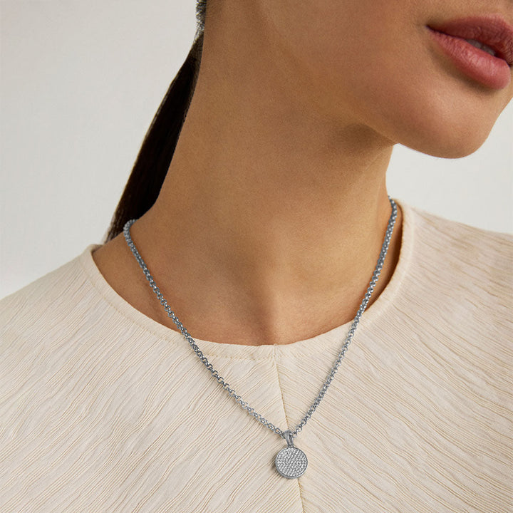 Mirabeau Pavé Pendant Necklace - Silver