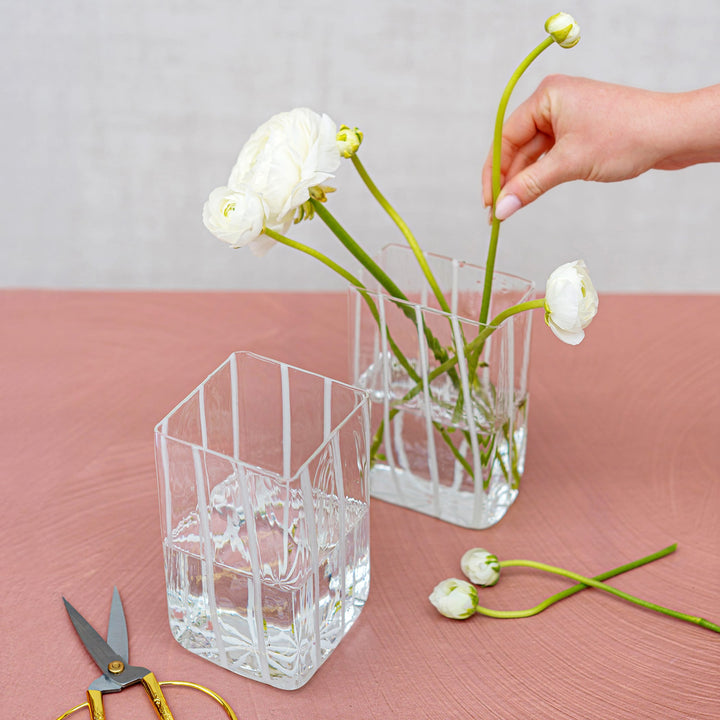 Nuovo Stripe White Square Vase
