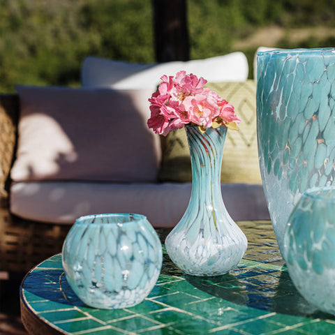 Nuvola Light Blue and White Small Fluted Vase