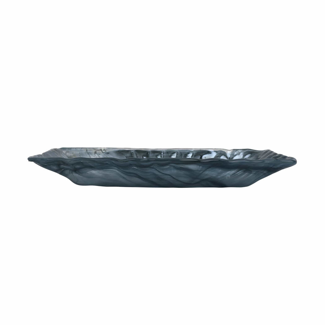 Onda Glass Gray Rectangular Tray