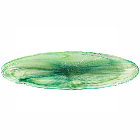 Onda Glass Green Long Oval Bowl