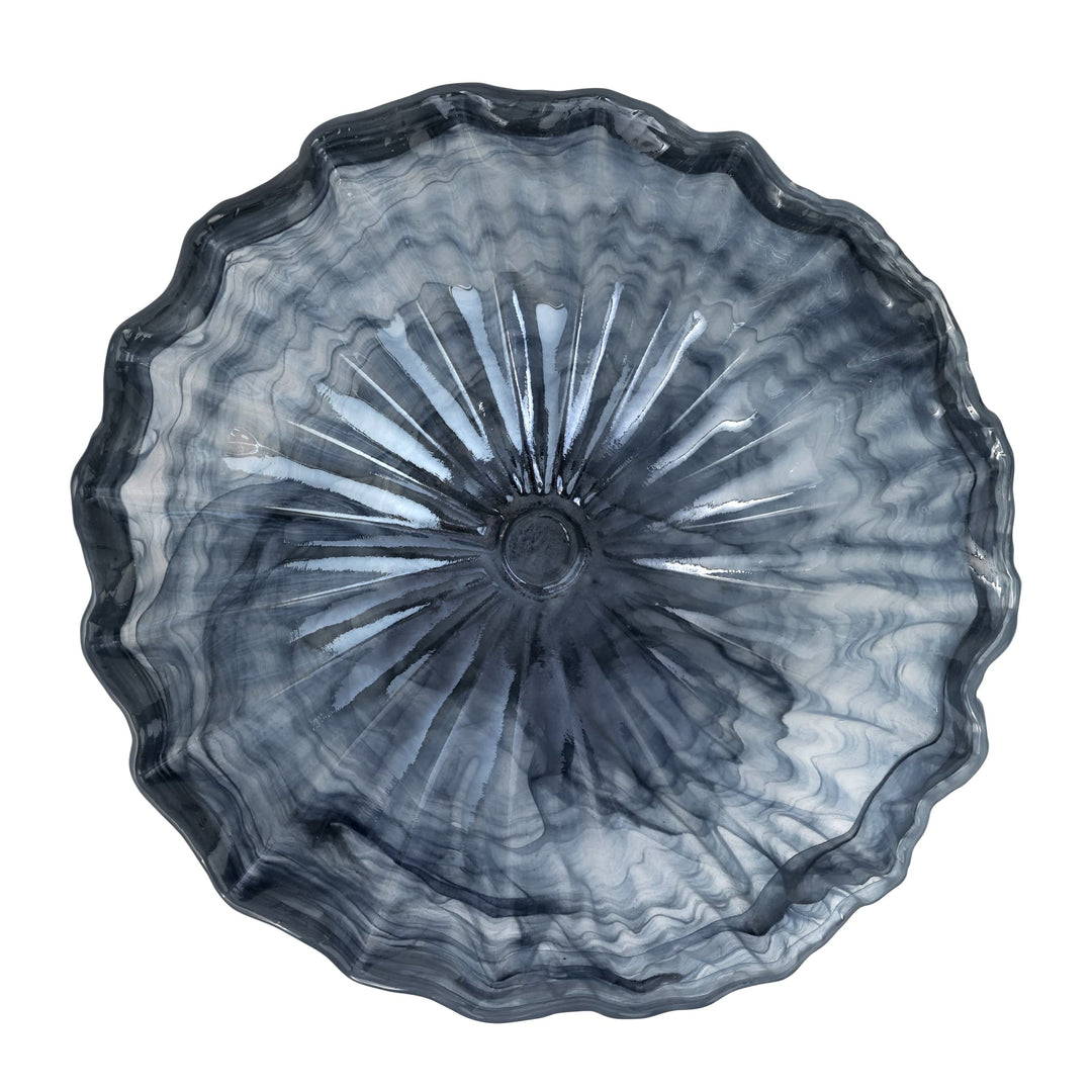 Onda Glass Gray Round Centerpiece