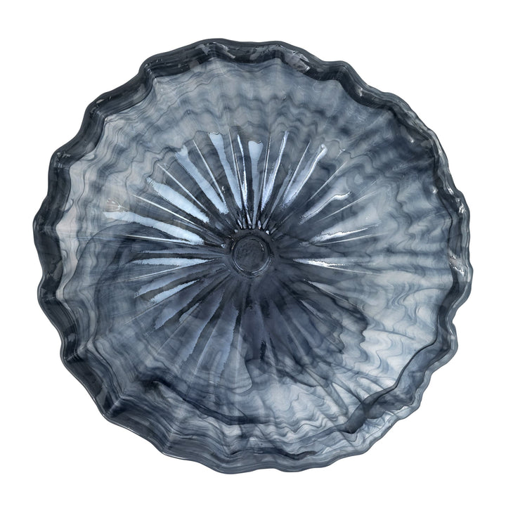 Onda Glass Gray Round Centerpiece