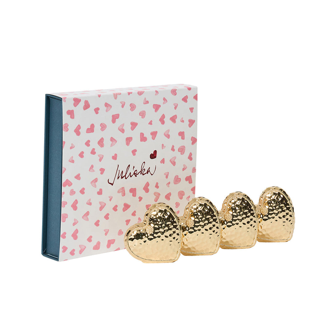 Berry &amp; Thread Heart Place Card Holder Set/4 - Gold