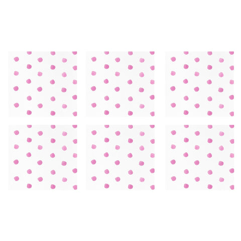 Papersoft Napkins Dot Pink Cocktail Napkins (Pack of 20) - Set of 6