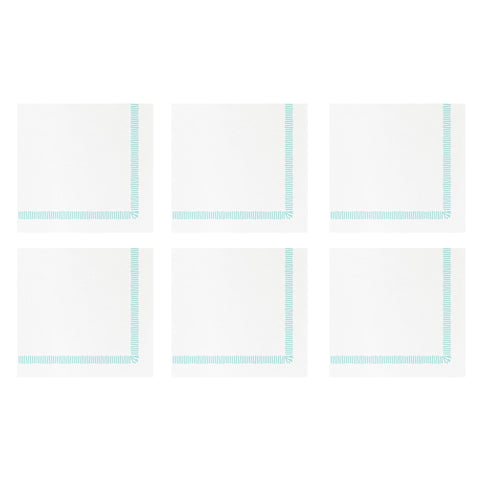 Papersoft Napkins Fringe Aqua Cocktail Napkins (Pack of 20) - Set of 6