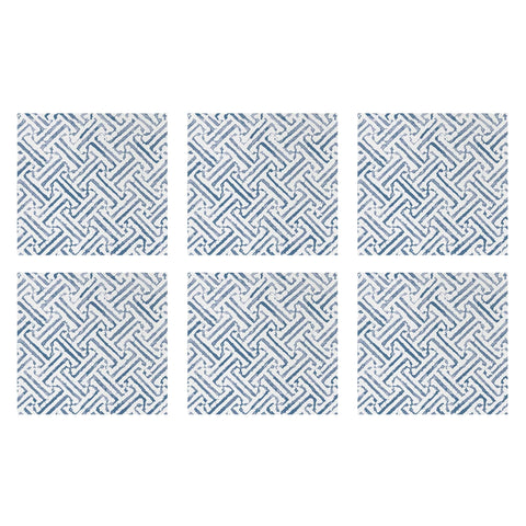 Papersoft Napkins Greek Key Blue Cocktail Napkins (Pack of 20) - Set of 6