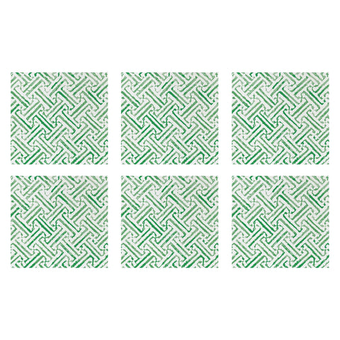 Papersoft Napkins Greek Key Green Cocktail Napkins (Pack of 20) - Set of 6