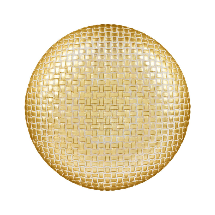 Rufolo Glass Gold Basketweave  Large Shallow Bowl