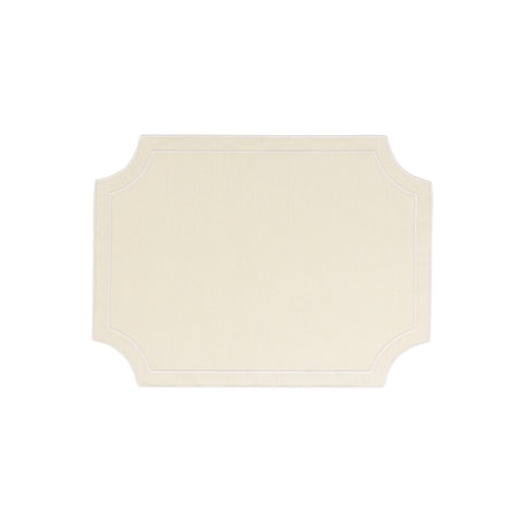 Tessuti Ivory Rectangular Placemats with White Stitching - Set of 4