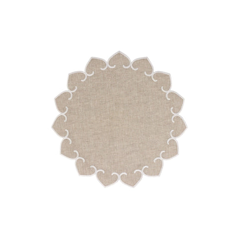 Tessuti Natural Round Placemats with White Stitching - Set of 4