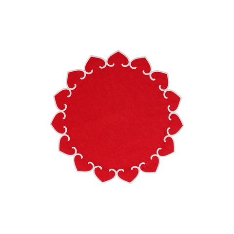 Tessuti Red Round Placemats with White Stitching - Set of 4