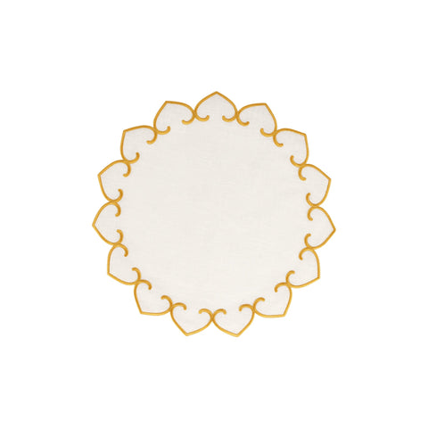 Tessuti White Round Placemats with Gold Stitching - Set of 4