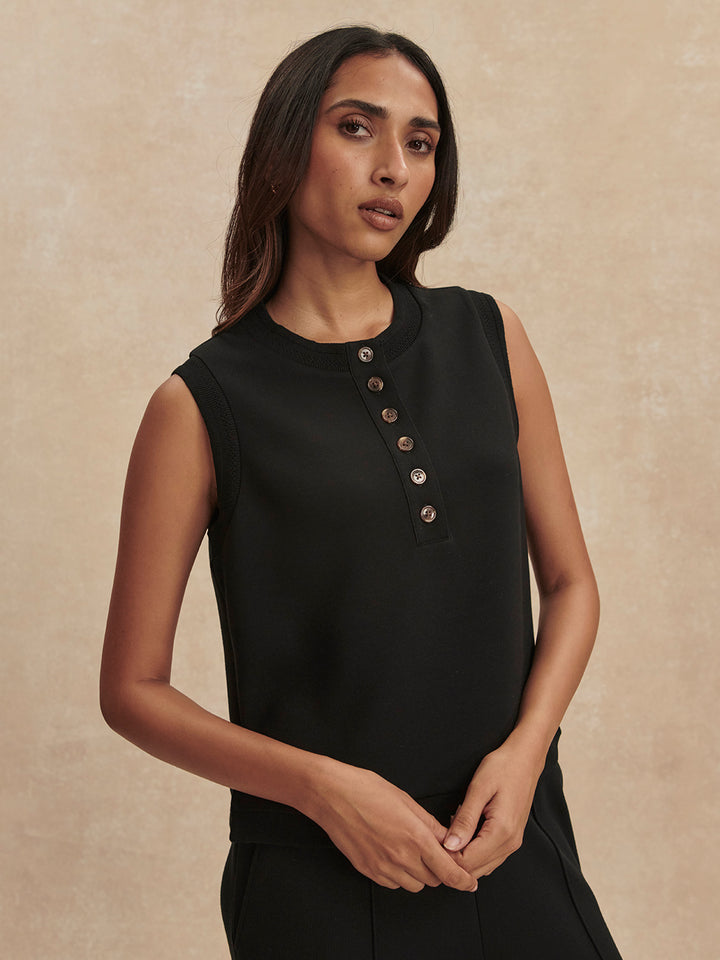 Marla Button Placket Tank (Black)