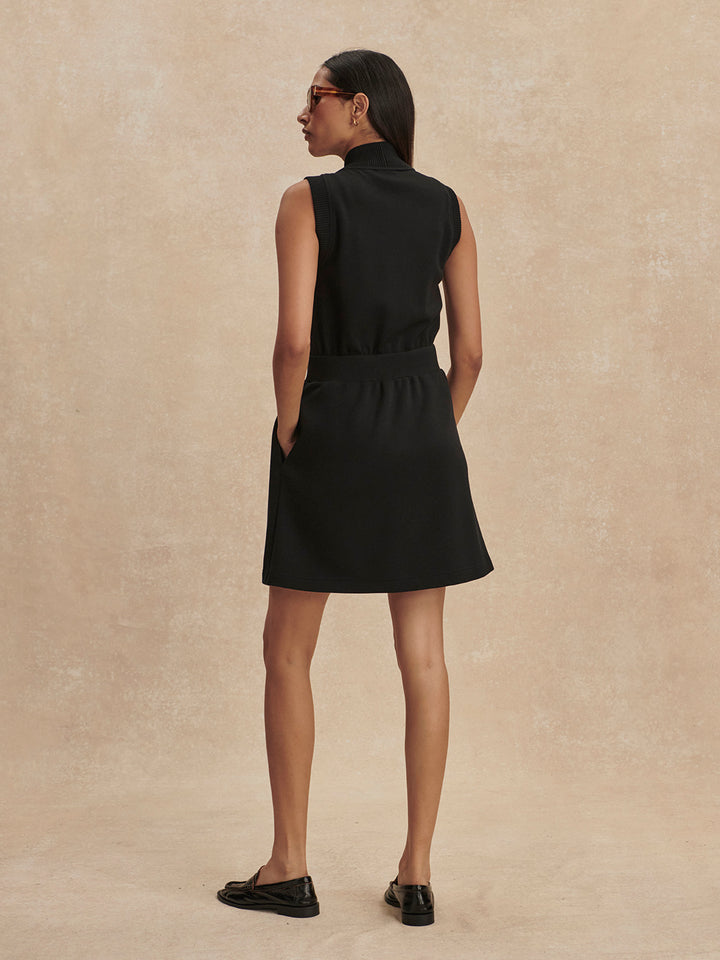 Polyanna Half Zip Dress (Black)