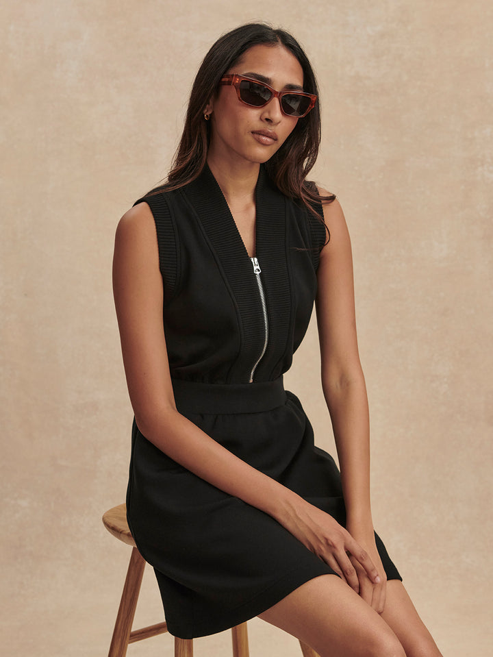 Polyanna Half Zip Dress (Black)