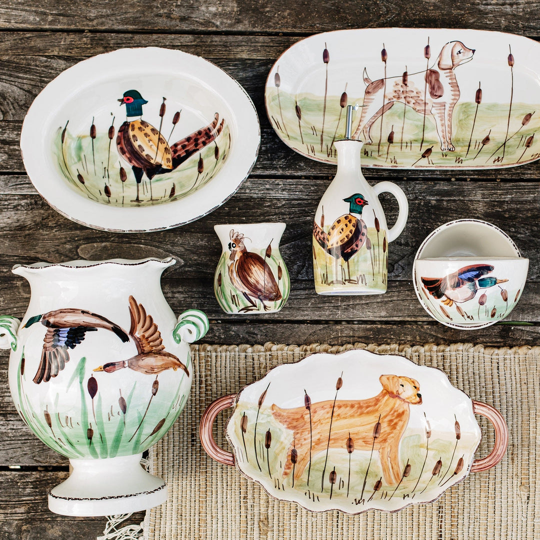 Wildlife Pheasant Small Rimmed Oval Bowl