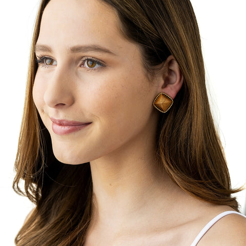 Blandine Clip Earrings - Teak