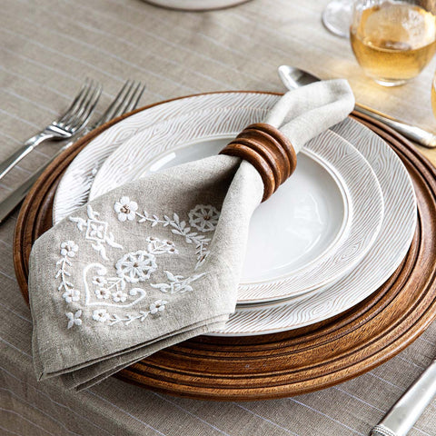 Heidi Embroidered Napkin Set/4 - Natural