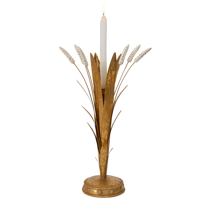 Forest Walk Wheat 17" Candlestick - Gold