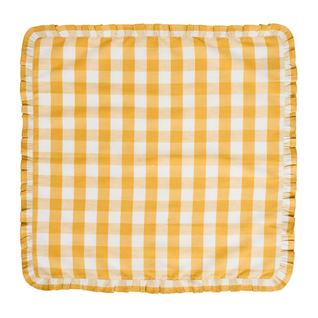 Gingham Ruffle Napkin Set/4 - Sunshine