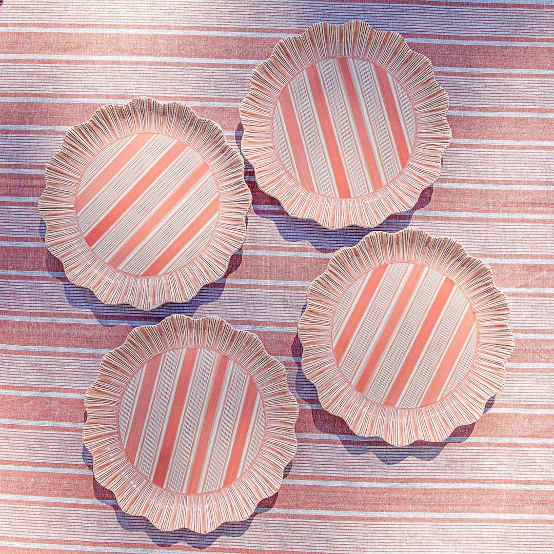 Cabana Stripe Melamine Dinner Plate Assorted Set/4 - Multi