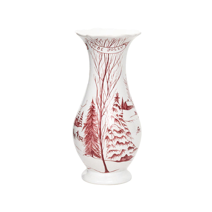 Country Estate Winter Frolic 9" Vase - Ruby