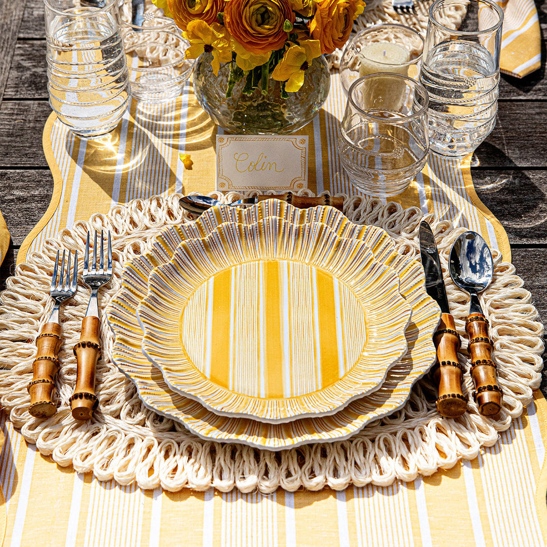 Cabana Stripe Melamine Dinner Plate Set/4 - Sunshine