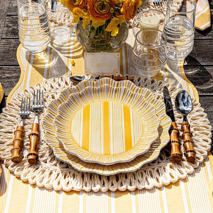 Cabana Stripe Melamine Dinner Plate Set/4 - Sunshine