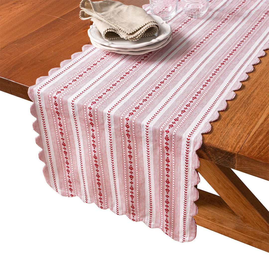 Villa Stripe 18" x 90" Table Runner - Ruby
