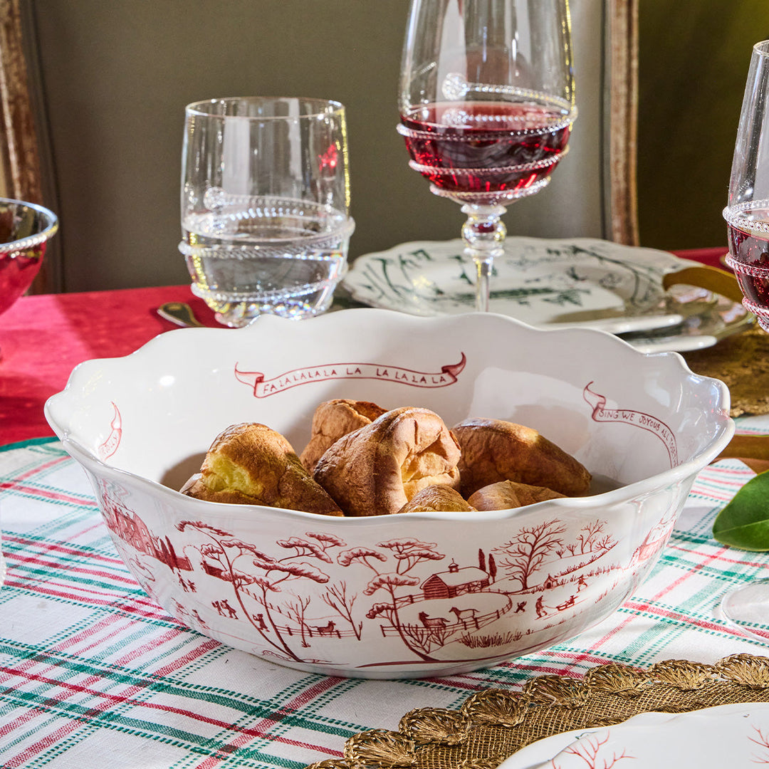 Country Estate Winter Frolic 11" Serving Bowl - Ruby