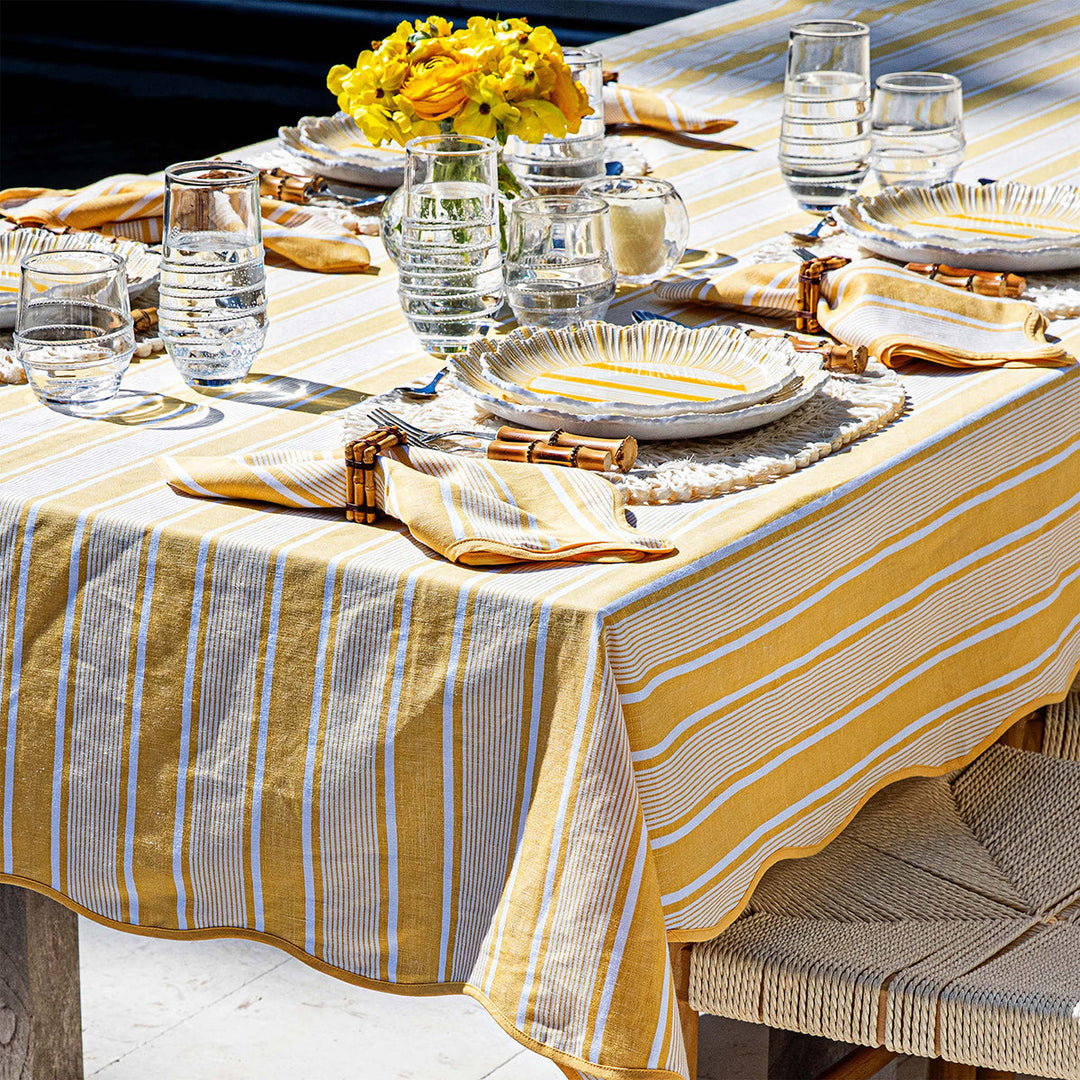 Cabana Stripe 60" x 120" Tablecloth - Sunshine
