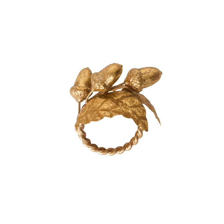 Forest Walk Leaf Napkin Ring Assorted Set/4 - Gold